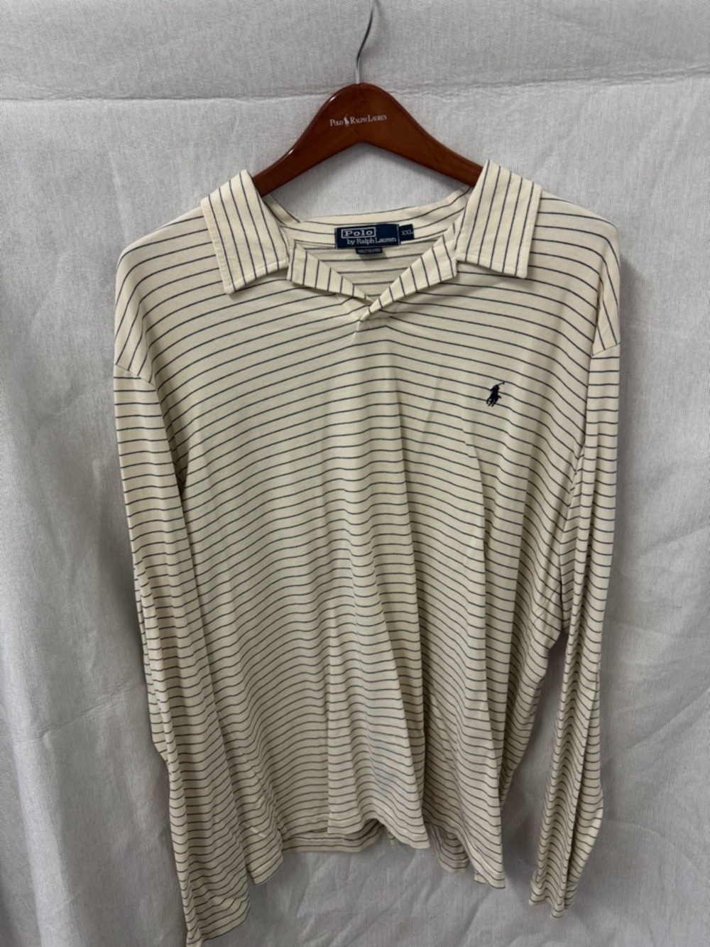 VTG Polo by Ralph Lauren Cream Polo with Navy Pinstripes